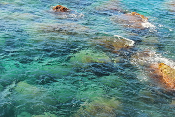 sea with rocks seen from above