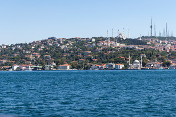 Fototapeta premium Panorama from Bosporus to city of Istanbul