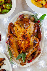 Christmas dinner with roast turkey