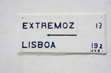 old road sign information in south of Portugal