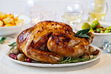 Christmas dinner with roast turkey