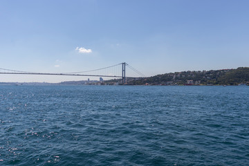 Panorama from Bosporus to city of Istanbul