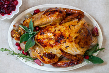 Christmas dinner with roast turkey