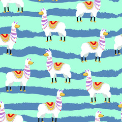 alpaca vector seamless pattern. Concept for print, cards, web design, textile