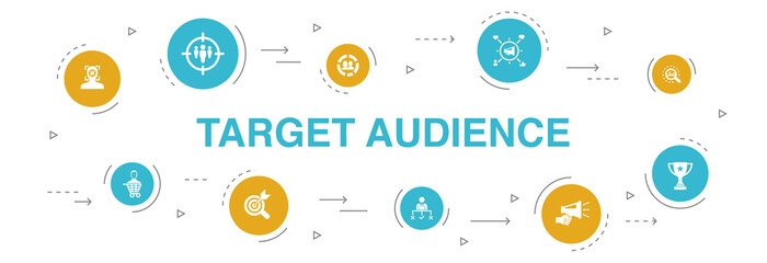 target audience Infographic 10 steps circle design.consumer, demographics, niche, promotion icons