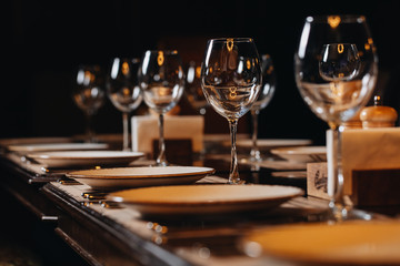 luxury tableware beautiful table setting in restaurant