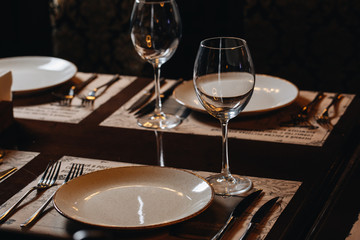 luxury tableware beautiful table setting in restaurant
