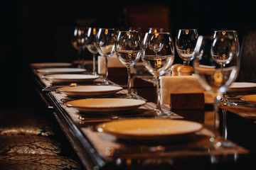 Fototapeta na wymiar luxury tableware beautiful table setting in restaurant