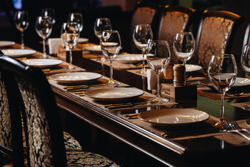 luxury tableware beautiful table setting in restaurant