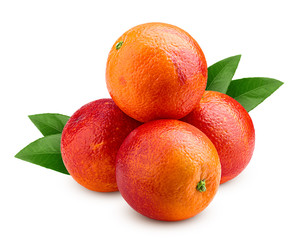 red blood orange slice, isolated on white background, clipping path, full depth of field