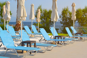 blue sun loungers