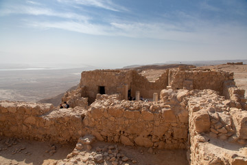 Remains of Rock Walls at Masada National Park, Israel