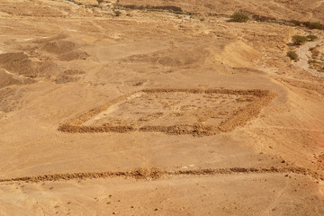 Ruins of Roman Rock Forts in the Sand at Masada National Park, As Seen from the Plateau above,...