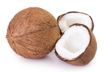 Fresh coconut on white background