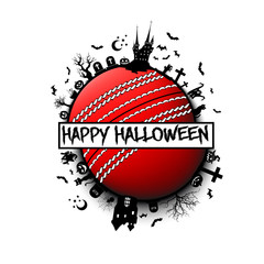 Happy halloween and cricket ball