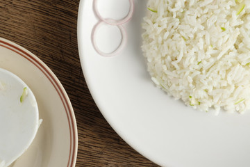 Cilantro lime in white dish with copy space,Close up top view