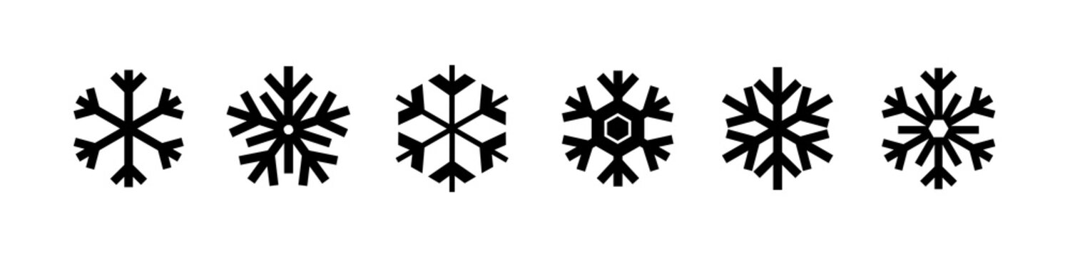 Snowflakes icon set isolated on white. Vector Christmas decoration elements.