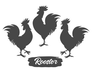 Rooster black silhouettes
