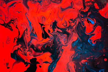 Abstract Red Black And Blue Paint Background, Colorful Painting Ink Fluid Swirl Pattern