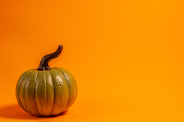 green decorative thanksgiving holiday theme front view on an orange background with room for text