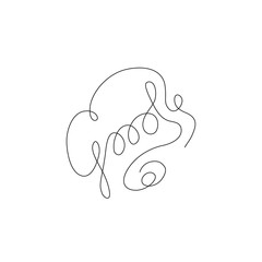 Good word continuous line drawing, hand lettering small tattoo, print for clothes, emblem or logo design, one single line on a white background, isolated vector illustration.