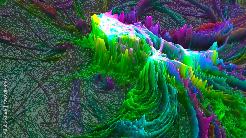 Poster bright topographic modern 3d surface, 3d rendering, computer generating background