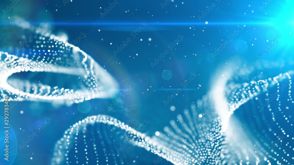 Poster dof particles, beautiful wavy surface with fabric effect, 3d rendering background, computer renderin