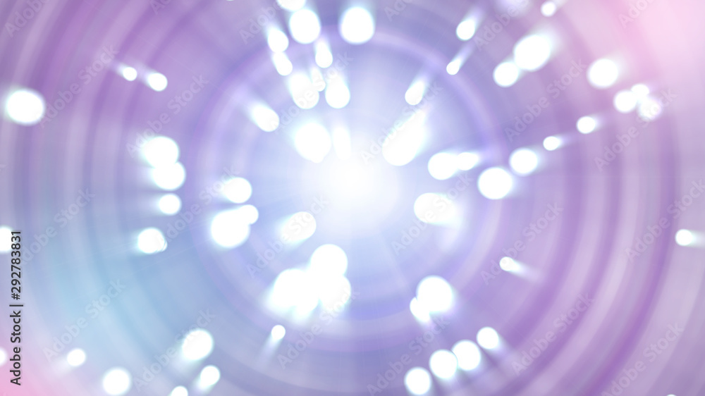 Fototapete light tunnel with shiny flying particles in the bright space with blur effect, 3d rendering backgrou