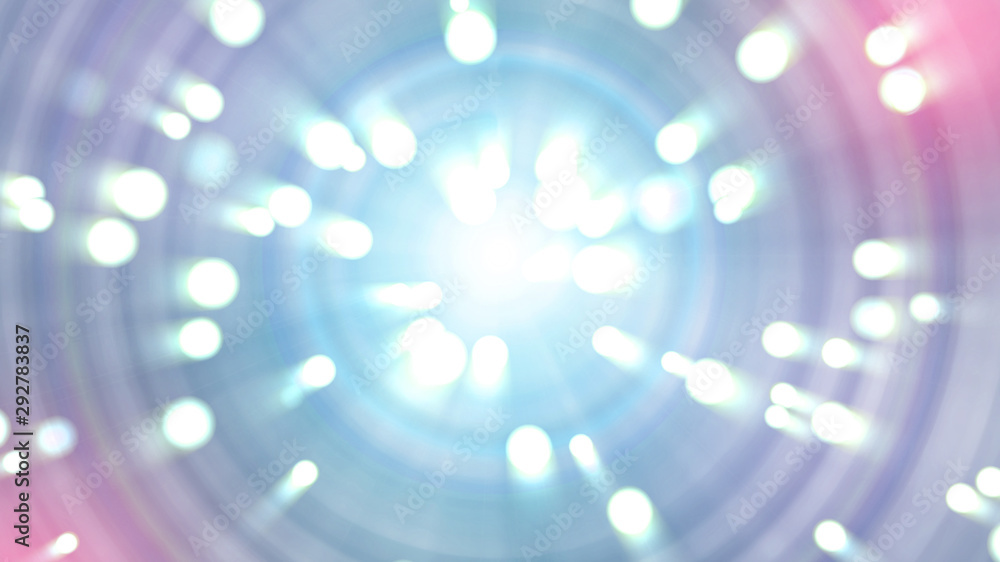 Aufkleber light tunnel with shiny flying particles in the bright space with blur effect, 3d rendering backgrou