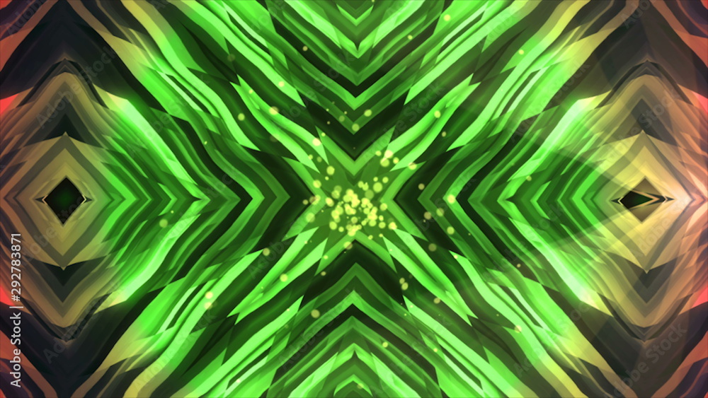 Poster abstract mirror kaleidoscope background, 3d rendering computer generated backdrop, distortion effect