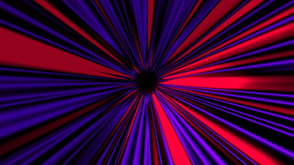 Abstract mysterious rays tunnel, moving in space and time, distortion of space, 3d rendering dynamic background