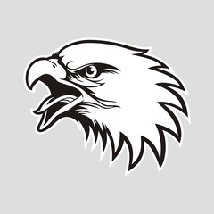 Eagle head logo for t-shirt, Hawk mascot Sport wear typography emblem graphic, athletic apparel stamp.