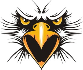 Eagle head logo for t-shirt, Hawk mascot Sport wear typography emblem graphic, athletic apparel stamp.