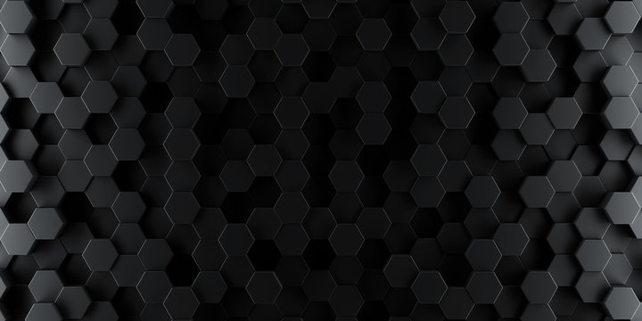 Dark hexagon wallpaper or background - 3d render © Leigh Prather