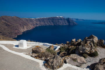 The beautiful landscapes seen from the walking path number nine between the cities of Fira and Oia...