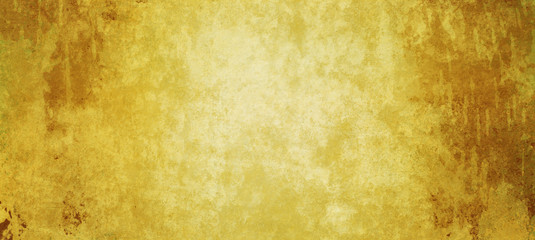 Old gold background with distressed vintage texture and dark yellow border grunge 