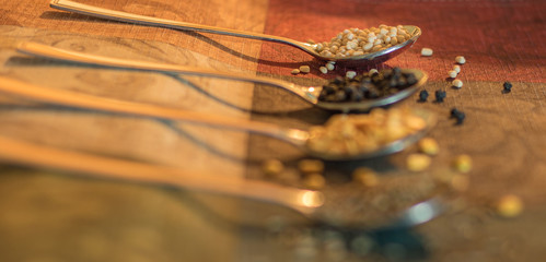 Chef's kitchen table with indian spices