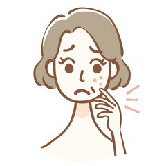 肌荒れに悩む中年女性