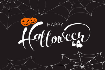 Happy Halloween sale banners or party invitation background.Vector illustration .calligraphy of "halloween"