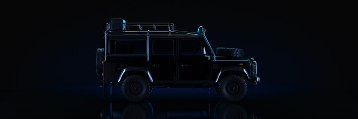 Off road, studio setup, on a dark background. 3d rendering  © lchumpitaz
