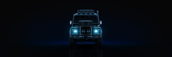 Off road, studio setup, on a dark background. 3d rendering  © lchumpitaz