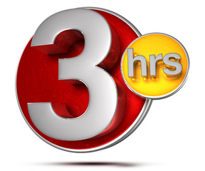 3 hrs 3d on white background.with cipping path.