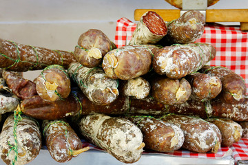 assortment of french dried sausage 