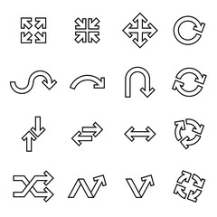 Arrow, Cursor icons collection with white background. Thin line style stock vector.