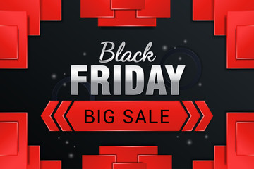 black friday big sale with red ornament on black background vector