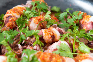 Steam Squid with Spicy Chili and Lemon Sauce.