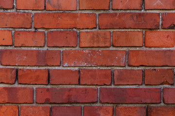 Background, old red brick wall on.