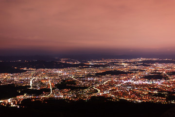  Aerial View of Seoul  South Korea  at night