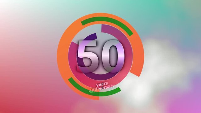 50 Years Anniversary Digital Tech Circle Colorful Background
