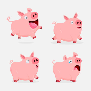 vector cartoon set of various pigs